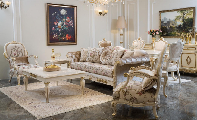 Luxury sofa set Seater Coffee table Sofa Sofas Armchair Fabric Couch 4pcs.