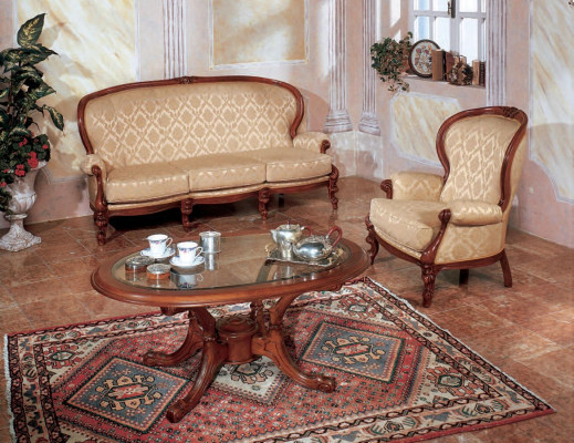 Classic Sofa set Couch Sofa Armchair Coffee table Italian Furniture 3pcs.