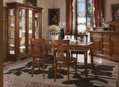 Dining room Complete Table Sideboard 4x Chair Set Display case Baroque Solid wood