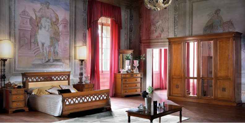 Bedroom Set Complete Chest of drawers Bed Wardrobe Beds Night Console 6pcs. Solid wood