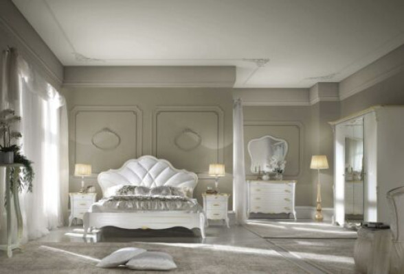 Bedroom Set Baroque Bed Bedside table Chest of drawers Bed Furniture 6pcs. Solid wood