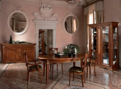 Classic r Dining table Table Solid wood Dining room Suite 6x Chair with armrest 7 pcs.