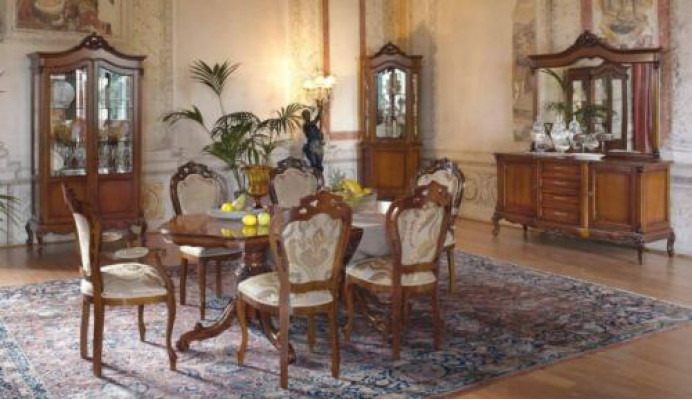 Italian Baroque Furniture Dining room 11 pieces. Set Table Chairs Chest of drawers Solid wood