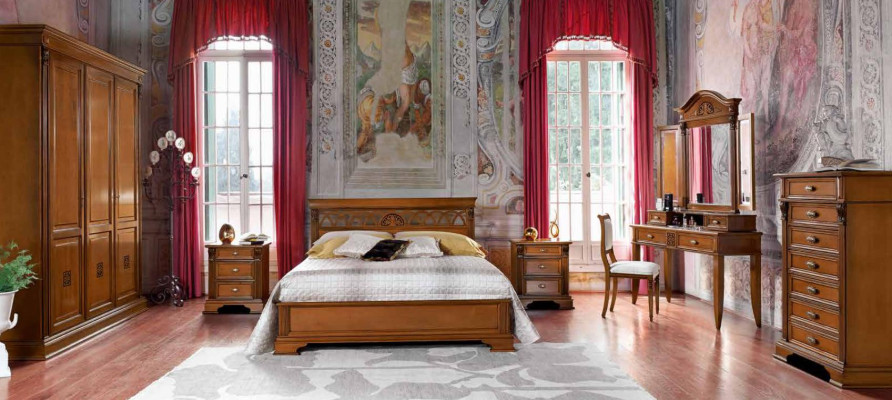 Luxury Bedroom Set 8 pieces. Bed + 2x Bedside table +Dressing table Designer Furniture Solid wood