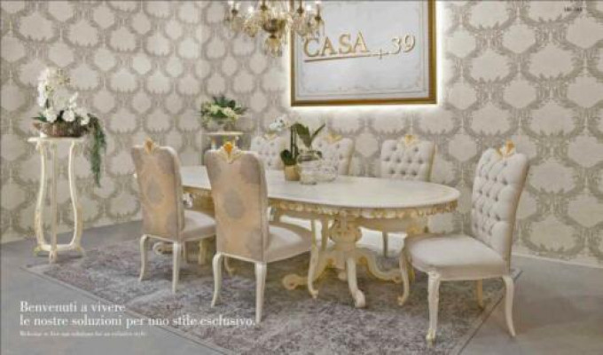 Classic r Dining table Solid wood Dining room Suite 4x Chair Set Chairs 5 pcs.