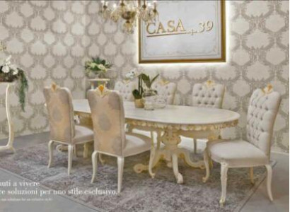 Classic r Dining table Solid wood Dining room Suite 4x Chair Set Chairs 5 pcs.