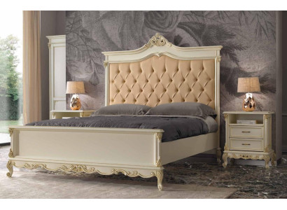 Bedroom Bed with 2 Bedside tables Group Suite Set Beds Chesterfield Solid wood