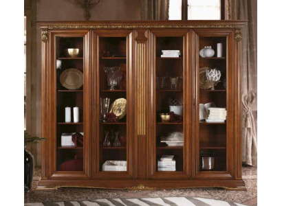 Display case Glass Wall Cabinet Showcases Shelf Baroque Rococo Italian Style Furniture Solid wood