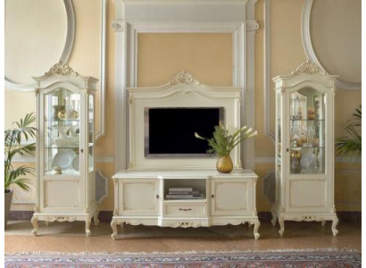 Wall unit Living room Display case Sideboard TV cabinet Shelf Walls Wardrobe 4pcs. Solid wood