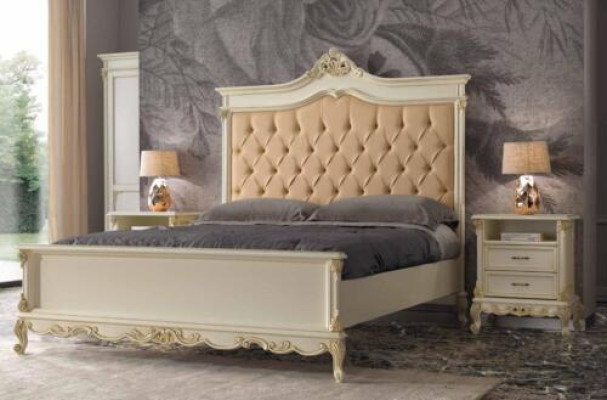 Bed Chesterfield Design Luxury Hotel Beds Solid wood 180x200 Sleep Room Italy Furniture