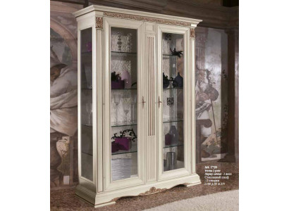 Display case Glass Wardrobe Living room Shop window 2-piece showcases Baroque Rococo Italy Solid wood
