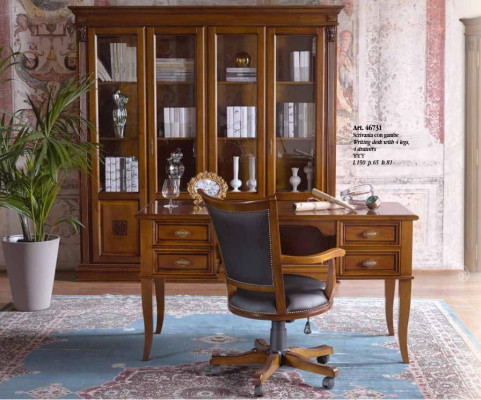 Office Set Furnishings Desk Table Executive Chair Armchair 2-piece Set Baroque
