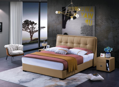 Design Bedroom 3 pcs. Bed 2x Bedside table Classic r Luxury Beds Set Furniture