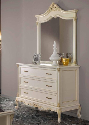 Bedroom Chest of drawers Wardrobe Classic Sideboard with Mirror Elegant Style Furniture