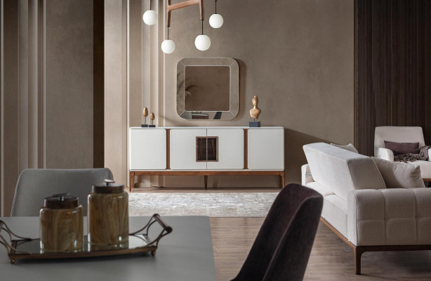 Luxury Dining room Set Sideboard Mirror 2 pcs Modern Dining set Chest of drawers