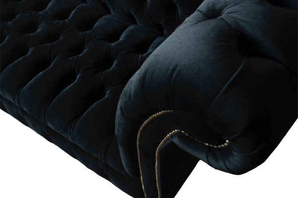Sofa Luxury Textile Chesterfield Couch Upholstery 3 Seater Suite Blue Velvet