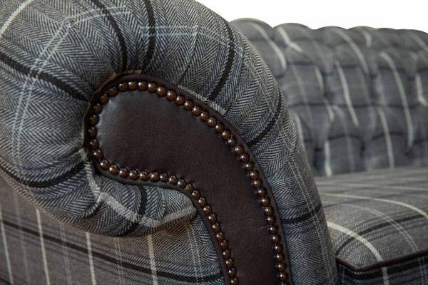 Sofa 3 Seat Sofas Textile Couches Design Furniture Three Seater Gray Chesterfield