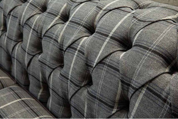Sofa 3 Seat Sofas Textile Couches Design Furniture Three Seater Gray Chesterfield