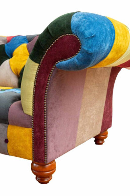 Sofa 2 Seater Chesterfield Textile Couch Upholstery Design Luxury Multicolored