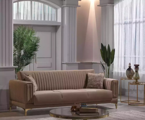 Designer Brown Three Seater 3-Seater Sofa Living room Upholstery Couches