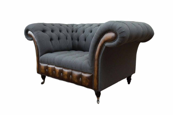 Design Chesterfield Fabric Couch Armchair 1.5 Seater Upholstery Sofas Lounge