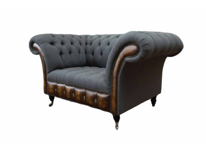 Design Chesterfield Fabric Couch Armchair 1.5 Seater Upholstery Sofas Lounge