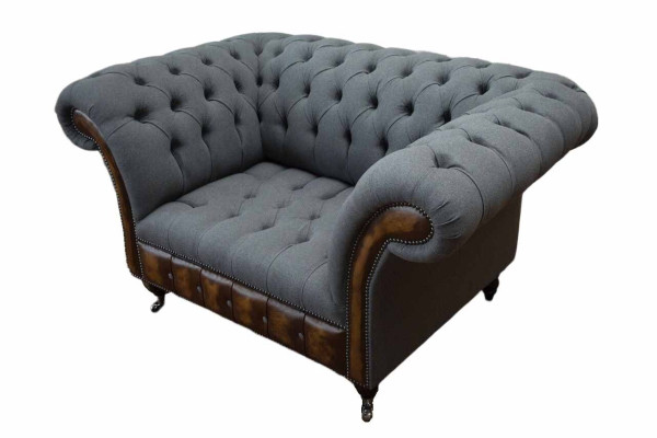 Design Chesterfield Fabric Couch Armchair 1.5 Seater Upholstery Sofas Lounge