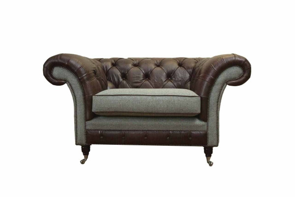 Chesterfield wing chair gray sofa set armchair couch leather sofa new