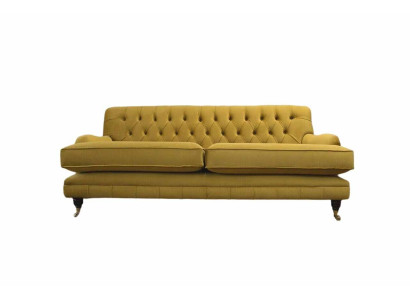 Sofa 3 Seater Yellow Upholstered Sofa Living room Elegant Design Classic