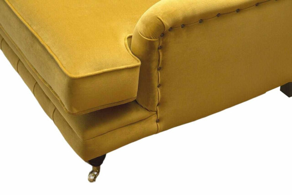 Sofa 3 Seater Yellow Upholstered Sofa Living room Elegant Design Classic