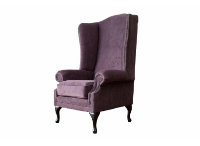 Armchair Chesterfield Textile Lounge Club Upholstery Purple Luxury Wing Chair