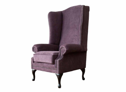 Armchair Chesterfield Textile Lounge Club Upholstery Purple Luxury Wing Chair