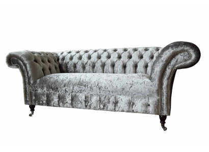 Chesterfield Design Sofa Couch 2 Seater Upholstery Gray Sofas Couches new