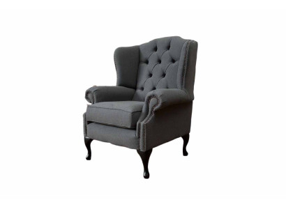 Gray Wing Chair Armchair Design Upholstery Sofa Couch Chesterfield Textile new