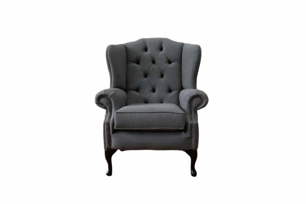 Gray Wing Chair Armchair Design Upholstery Sofa Couch Chesterfield Textile new