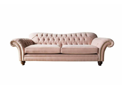 Sofa 3 Seater Chesterfield Couch Seat Textile Fabric Couches Pink Upholstery