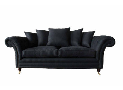 Sofa Textile Fabric 3 Seater Couch Designer Seat Upholstery Black xxl big