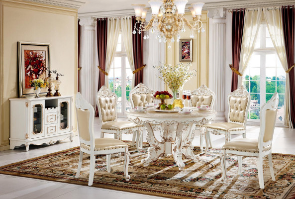Dining room Set Ess Group Wood Table Complete Set 7-piece Dining table 6 Chairs