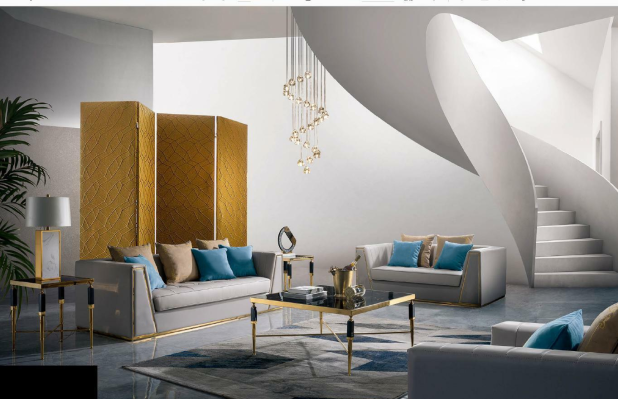 Gray sofa set designer couches upholstered sofas 3+2 leather seater with coffee table