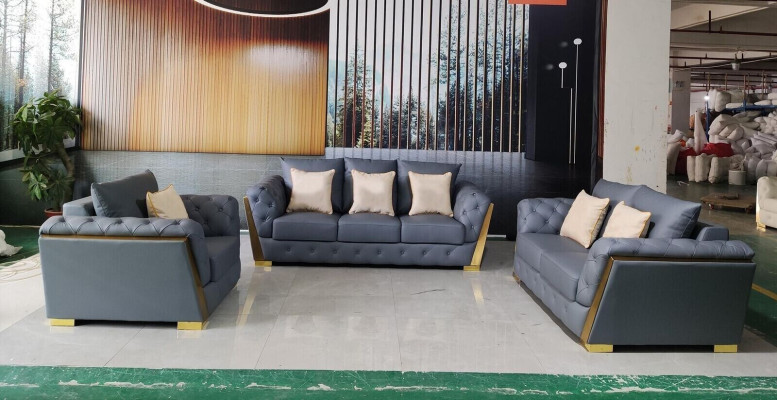 Sofa set Chesterfield Couch Set 3+2+1 Fabric Sofa Couches 3pcs. Furniture