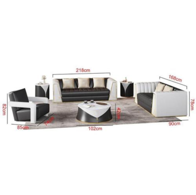 Living room 4-piece sofa set 3+2+1 seater seats with leather cover coffee table