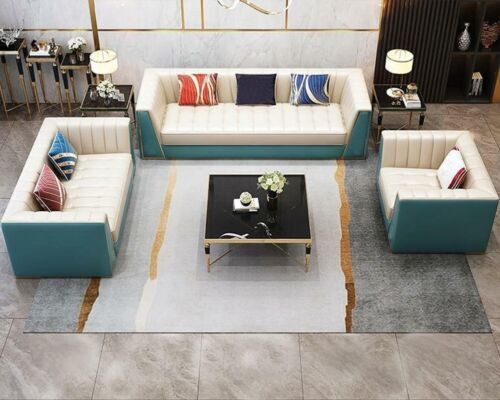 Leather sofa sofa couch upholstery 321 seater coffee table 2x side table 6 pieces. new