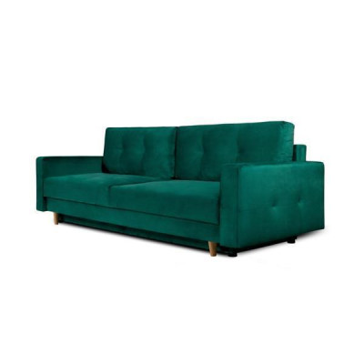 Functional and mega comfortable 3-seater sofa bed in luxurious green