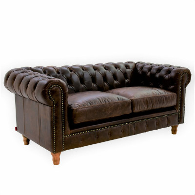 Design Leather Sofa Couch - Chesterfield Upholstery Three Seater 220cm