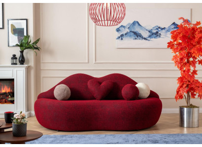 Lips 3 Seater Designer Sofa Couch Upholstery Sofas Couches Textile Red