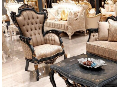Luxury Armchair Wing Chair Design Upholstery Sofa Couch Chesterfield Textile 1 Seater