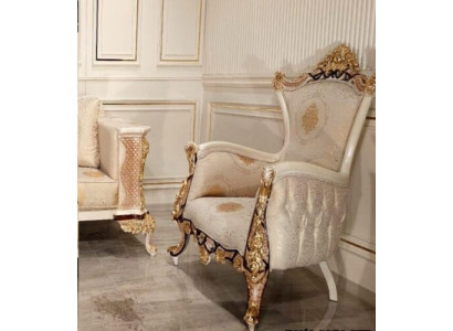 Wing Chair Armchair Seater Luxury Design Upholstery Sofa Textile Baroque Relax Fabric