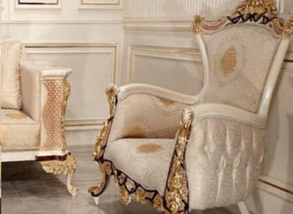 Wing Chair Armchair Seater Luxury Design Upholstery Sofa Textile Baroque Relax Fabric