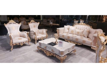 Luxury Chesterfield Set 3+3+1 Coffee table Baroque Rococo seat cushion sets