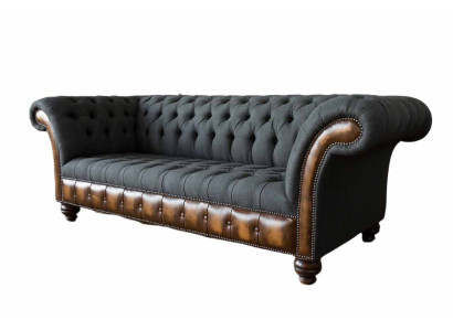 Design Black Sofa 3 Seater Chesterfield Fabric Couch Sofa Upholstery new